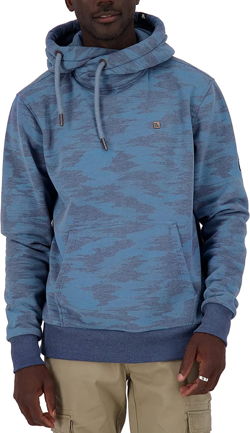 2023 custom new style blue camo hoodie neck collar keep warm 400gsm slim fitting hoodies for men and women