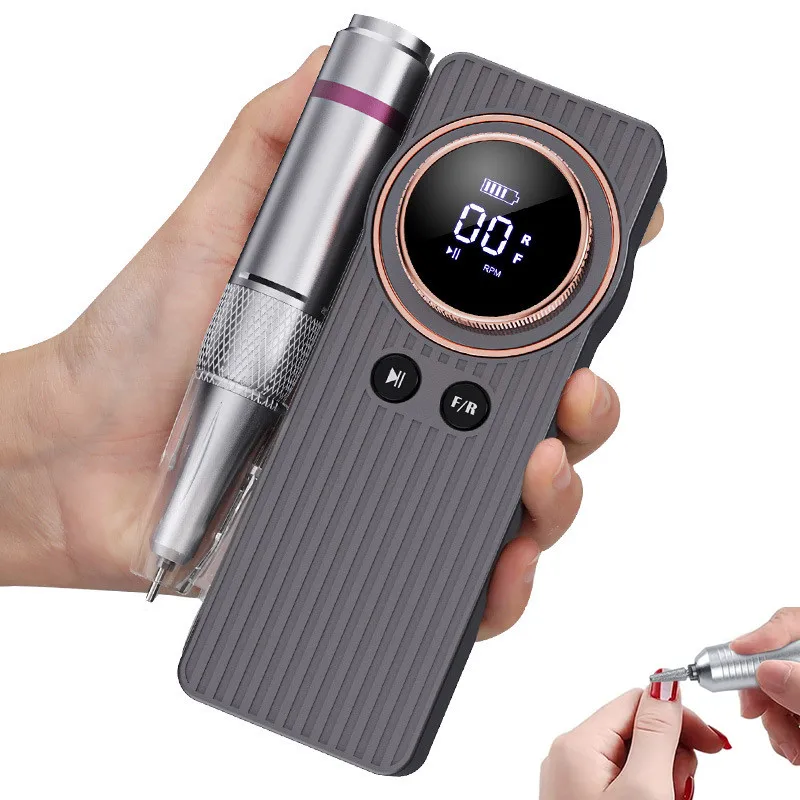 35000RPM Nail Drill Portable LCD Display Electric Manicure Polisher for DIY Nail Art Salon and Home