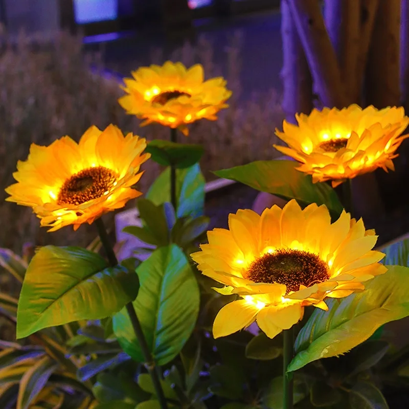 0.5W Waterproof Outdoor Garden Courtyard Decorative Sunflower Low Voltage Solar Led Light Flower Landscape Light