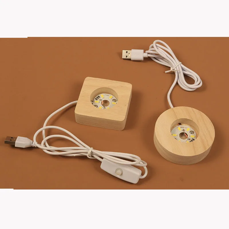 Деревянная светодиодная подставка под лампу под заказ, деревянная подставка для ночного освещения со стеклянными хрустальными шариками, украшение для дома, офиса, отеля