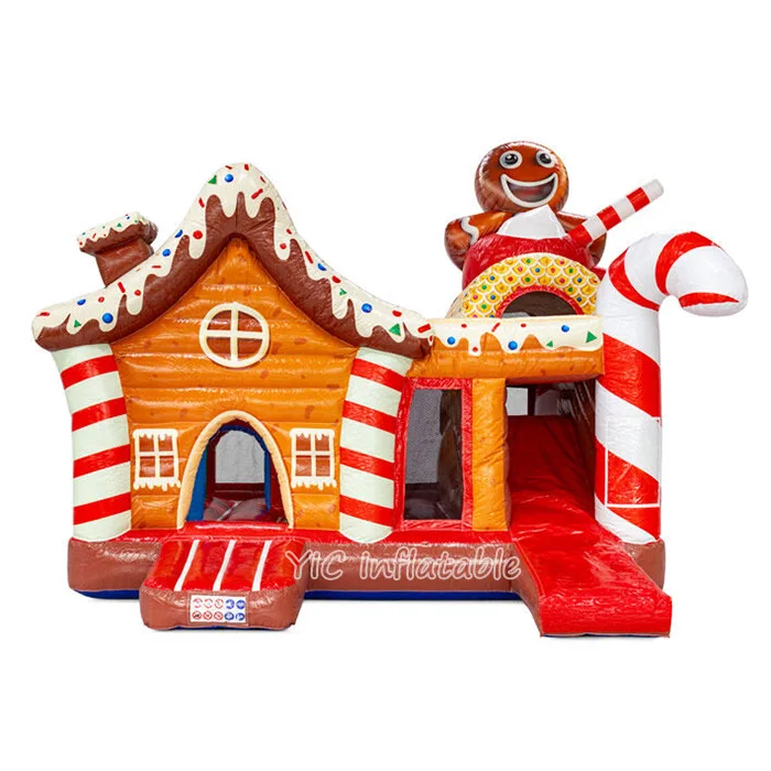 New Design Commercial Inflatable Candy Combo Bouncy House Multi-Play Gingerbread Cake Bouncy Castle with Slide for Sale