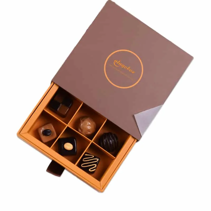 Custom Luxury Mini Drawer Bar Candy Cardboard Gift Box Sliding Chocolate Truffle Packaging Box With Paper Division Board