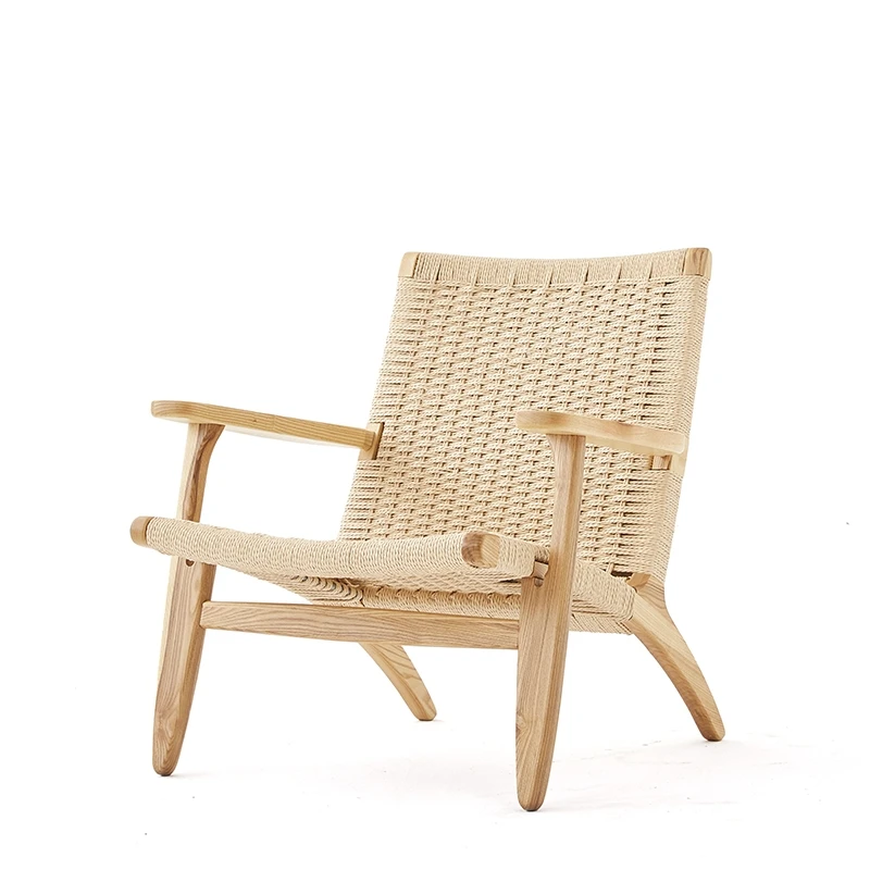 Wholesale Modern Kraft Paper Rope  Luxury Armchair Solid Wooden Relaxing Lounge Leisure Chair Restaurant chair