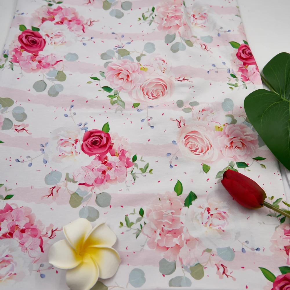 Wholesale 95%cotton 5%spandex knitting custom printed cotton fabric for dress