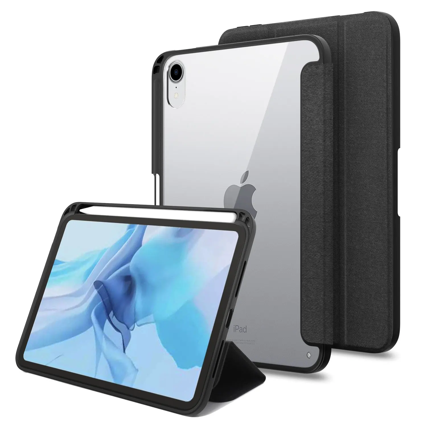 PU Leather Pencil Holder Trifold Magnet Cover Smart Magnetic Tablet Leather Folia Case for iPad Mini 6 inch 2021