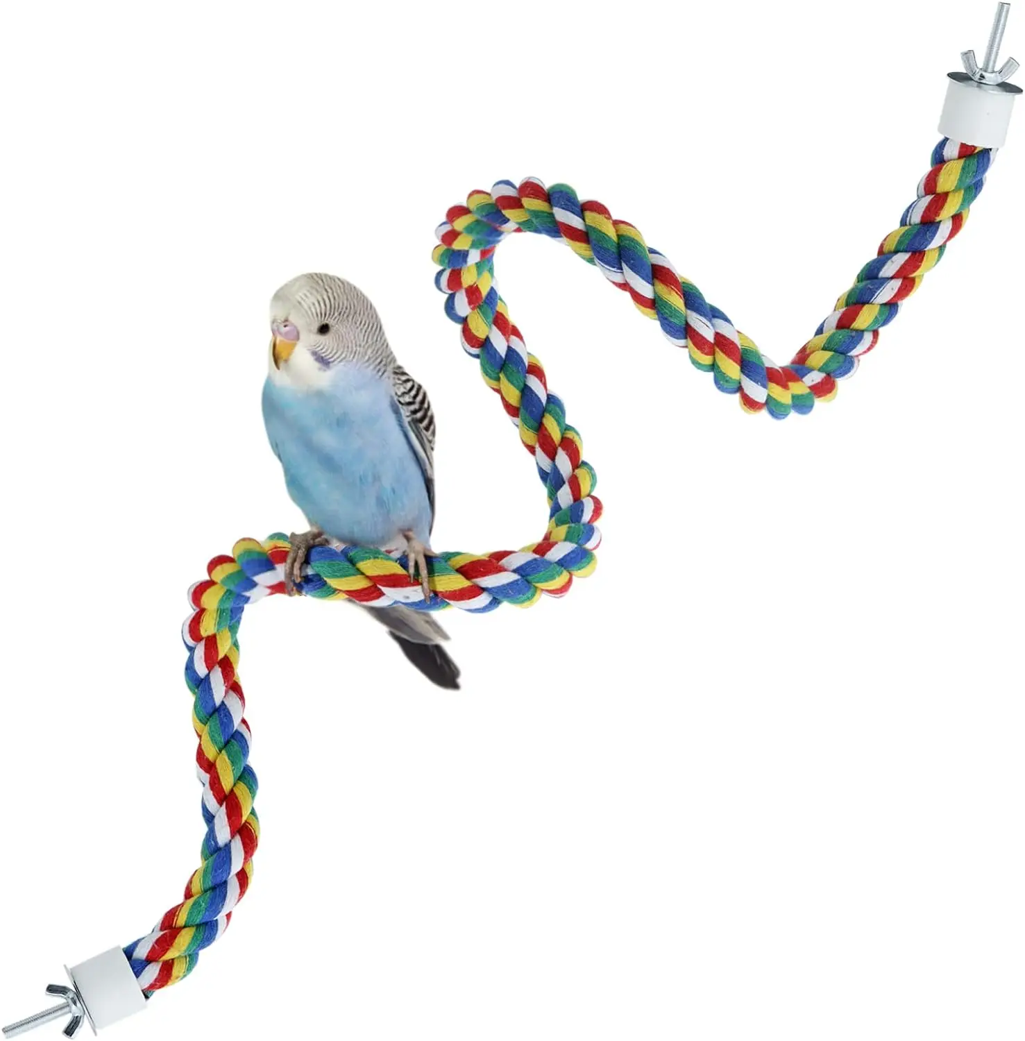 Bird Rope Perch for Parrots,Pure Natural Colorful Bead Cage Chewing Toys for Small Medium Parrot Cockatiels, Parakeets