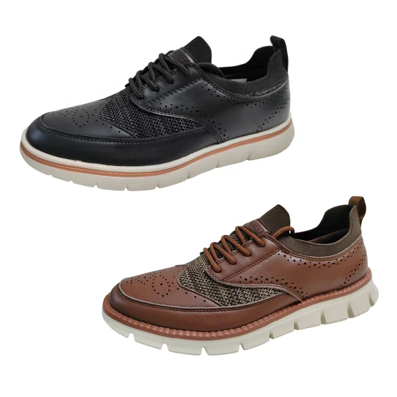 New Design Classical Lace-up Comfortable Men Sneaker Fly Weaving And Pu Upper Casual Shoes For Men