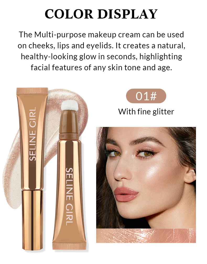 Wholesale Sponge Head Blush Liquid Highlighter Contour Bronzer Vegan Oem Cheek Suqeeze Tube Sheglam Blush Cream Liquid Makeup