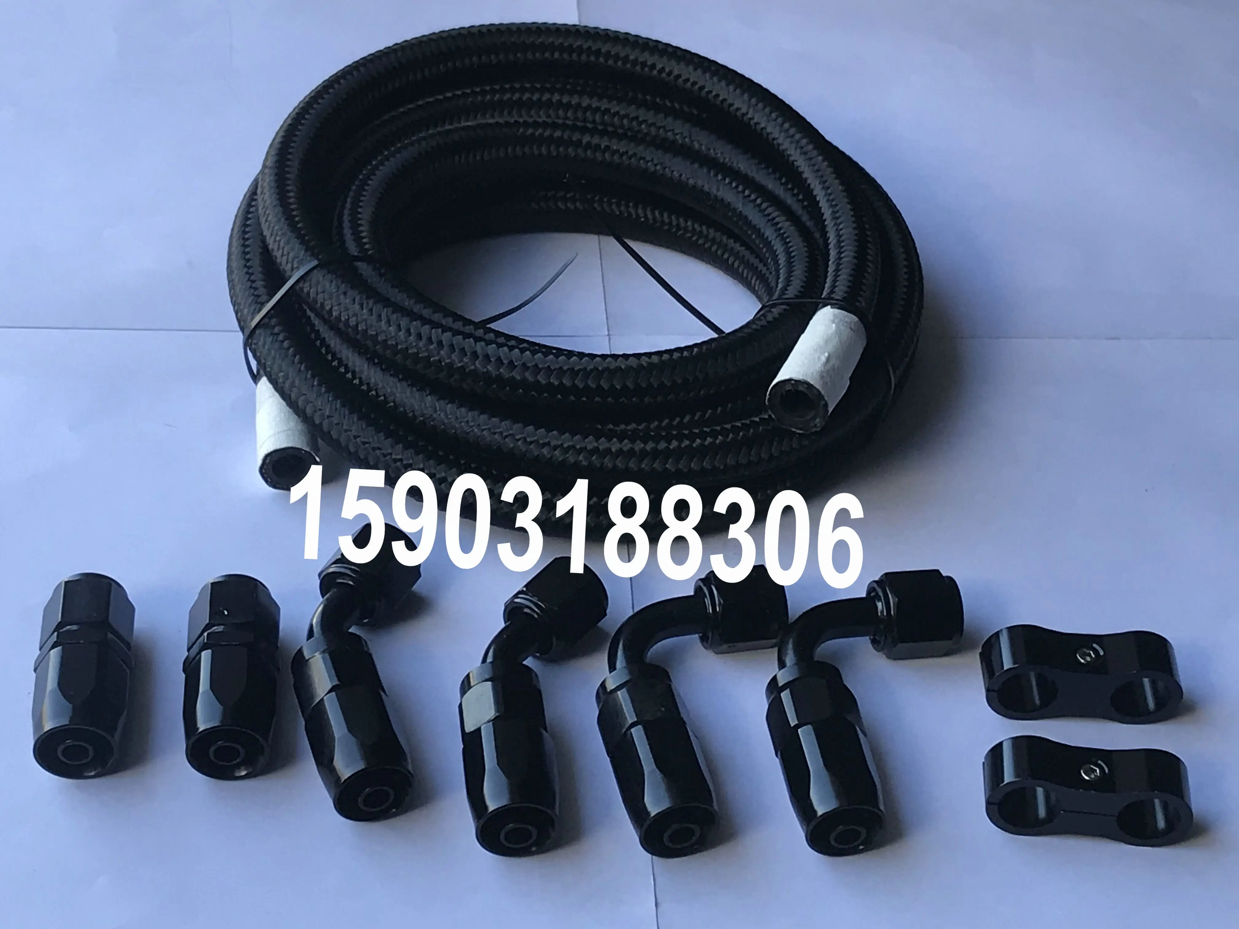 KFAFINENE Black 3M Nylon Cover Stainless Steel Braided Transmission and Engine Oil Cooler Hose With Aluminum An Fittings