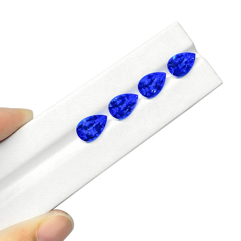 Custom Spinel Lab Grown Gemstone Ring Pendant Jewelry 5*7mm Pear Cut Blue Cobalt Spinel