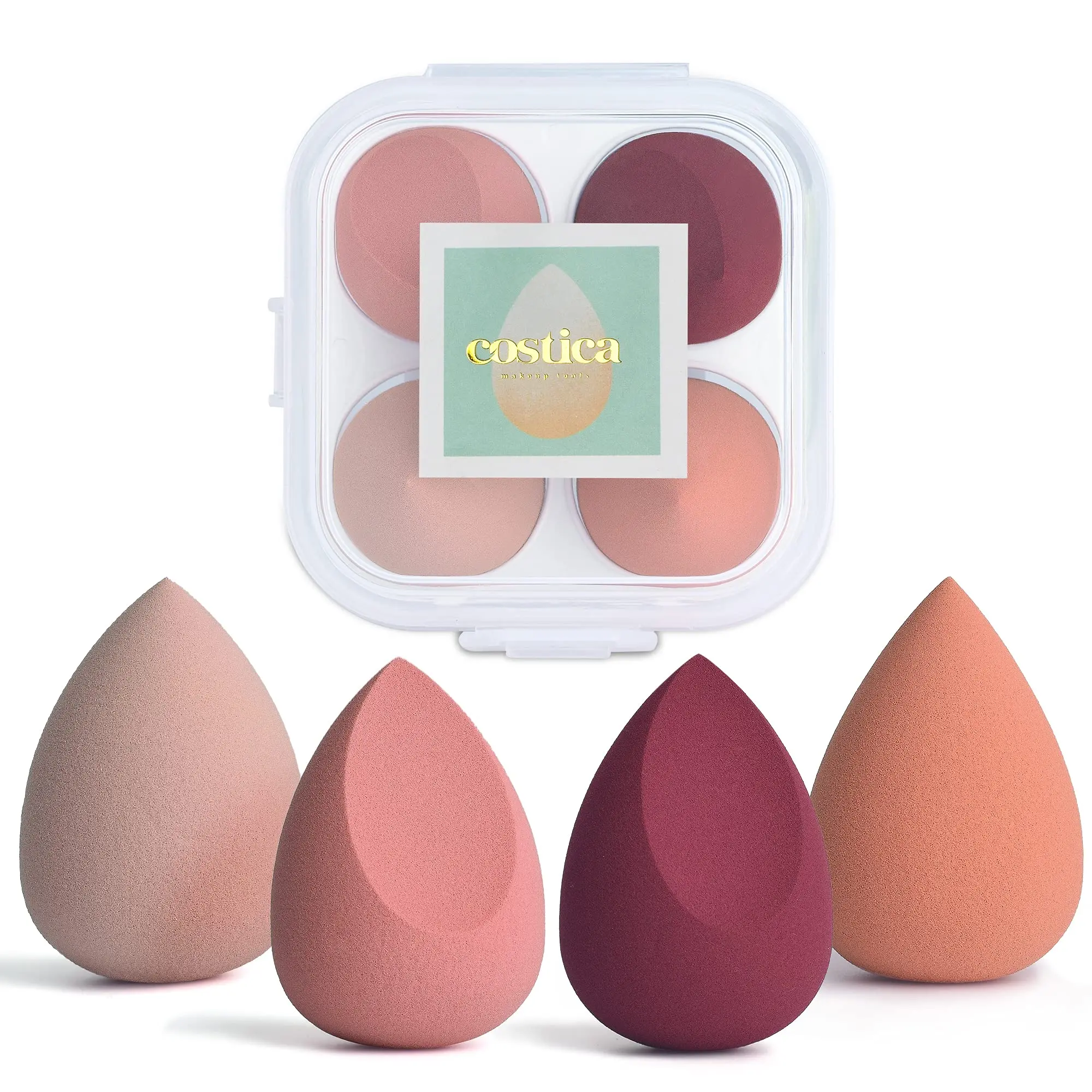 4 Pieces Multi Colored Makeup Sponge Set Blender Beauty Puff Makeup Blender Flawless for Liquid Makeup Sponge Set
