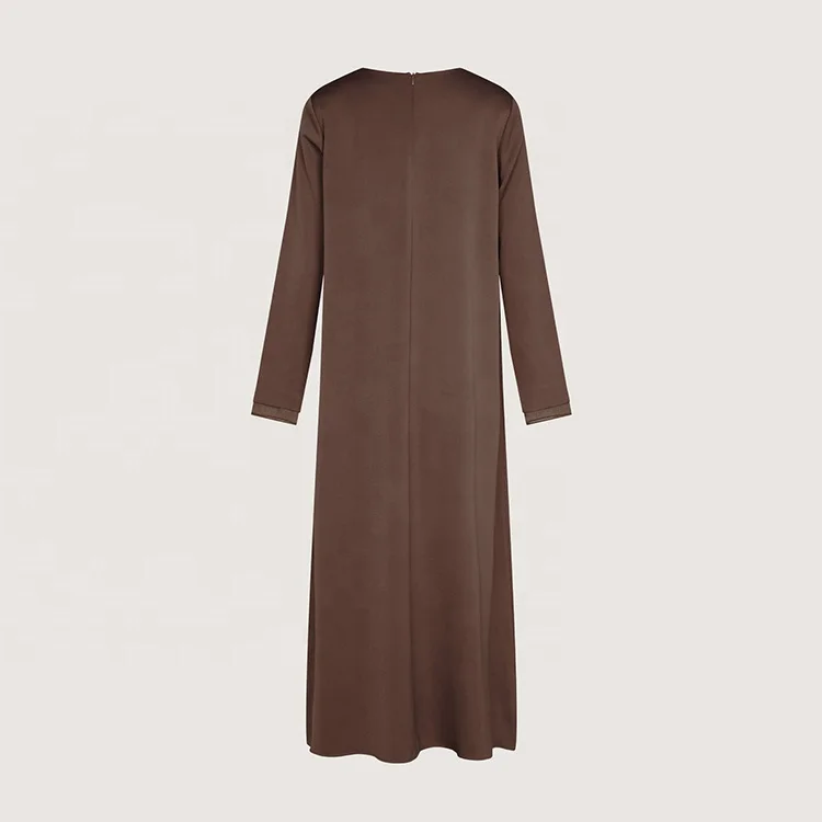 Wholesale Turkish Dubai Abaya Muslim Dress Women Luxury Islamic Clothing Satin Polyester Modest Long Dress Gown
