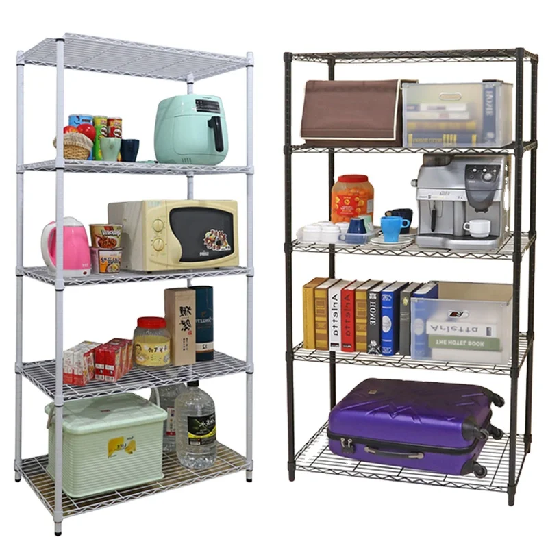Wire Shelf 4 Tiers Kitchen Storage Wire Shelf in Powder Coating Wire Display Racks