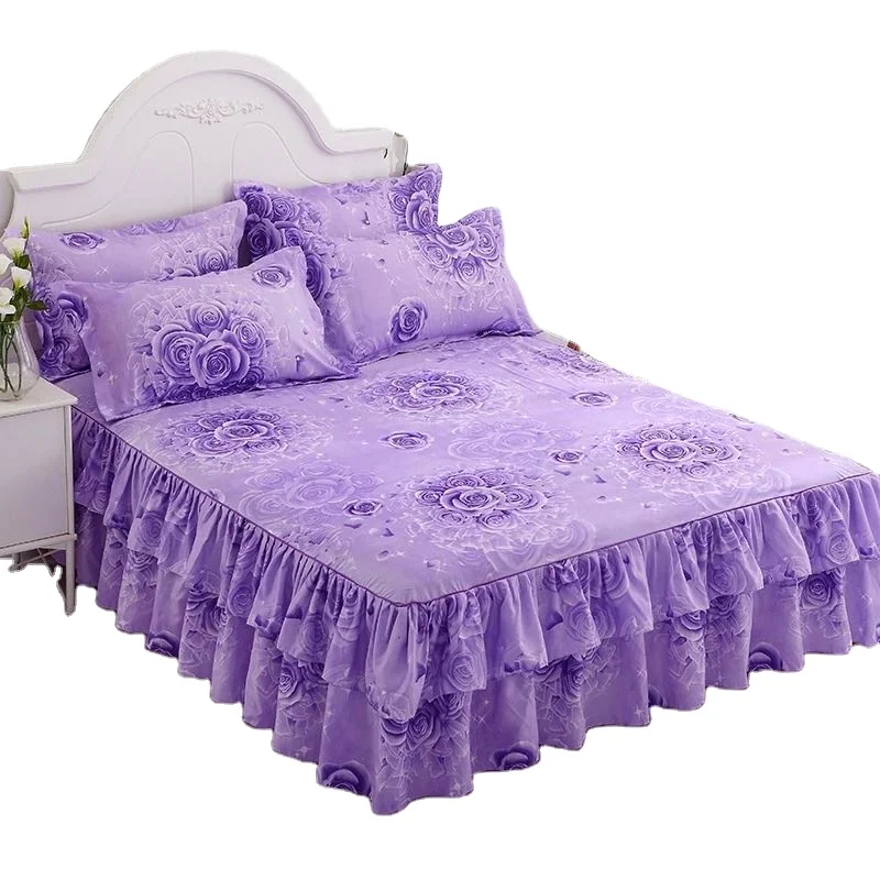  The Factory price Floral Fitted Sheet Cover Wedding Housewarng Graceful Bedsprd Lace Bed