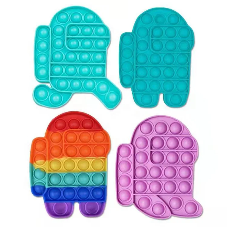 
2021 Hot Sale Among us Push Silicone Bubble Fidget Toy Autism Game Stress Relief Toys Sensory Amongus Figit For Kids Children 