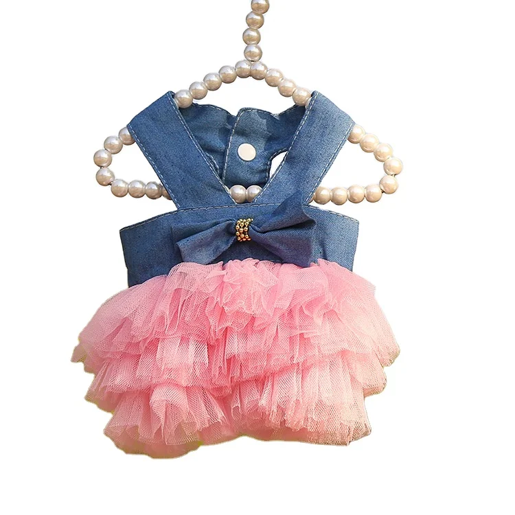 Spring and summer new dog cat clothes pet supplies striped rope mesh gauze skirt dress small medium dog