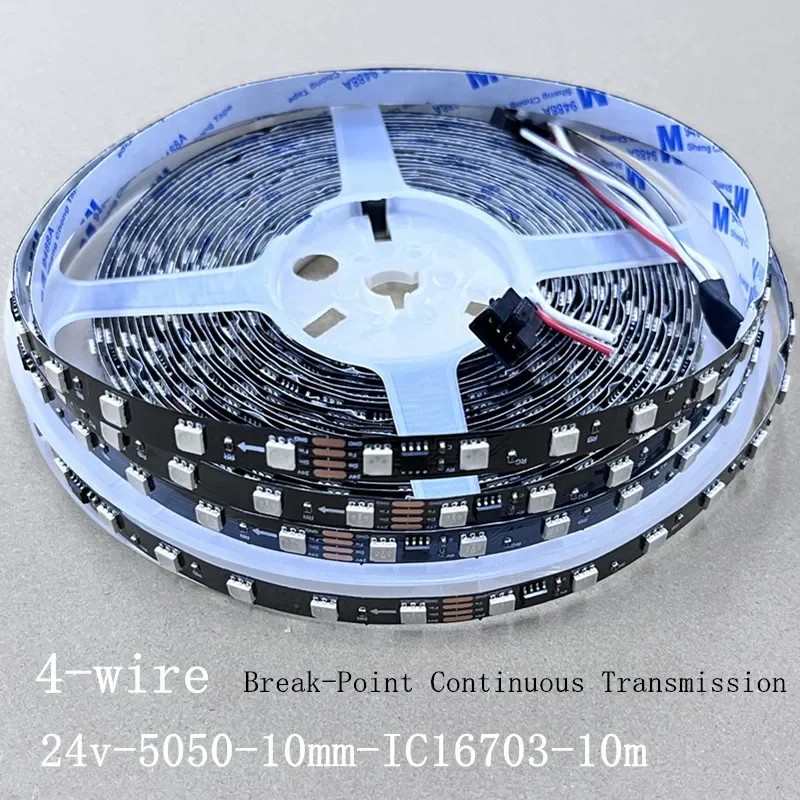 4-wire 24v IC 16703 RGB Led Strip 5050 10M Addressable 60Leds/m Led Pixels 1 Ic Control 6 Leds DC24V Flexible Multicolor IP20