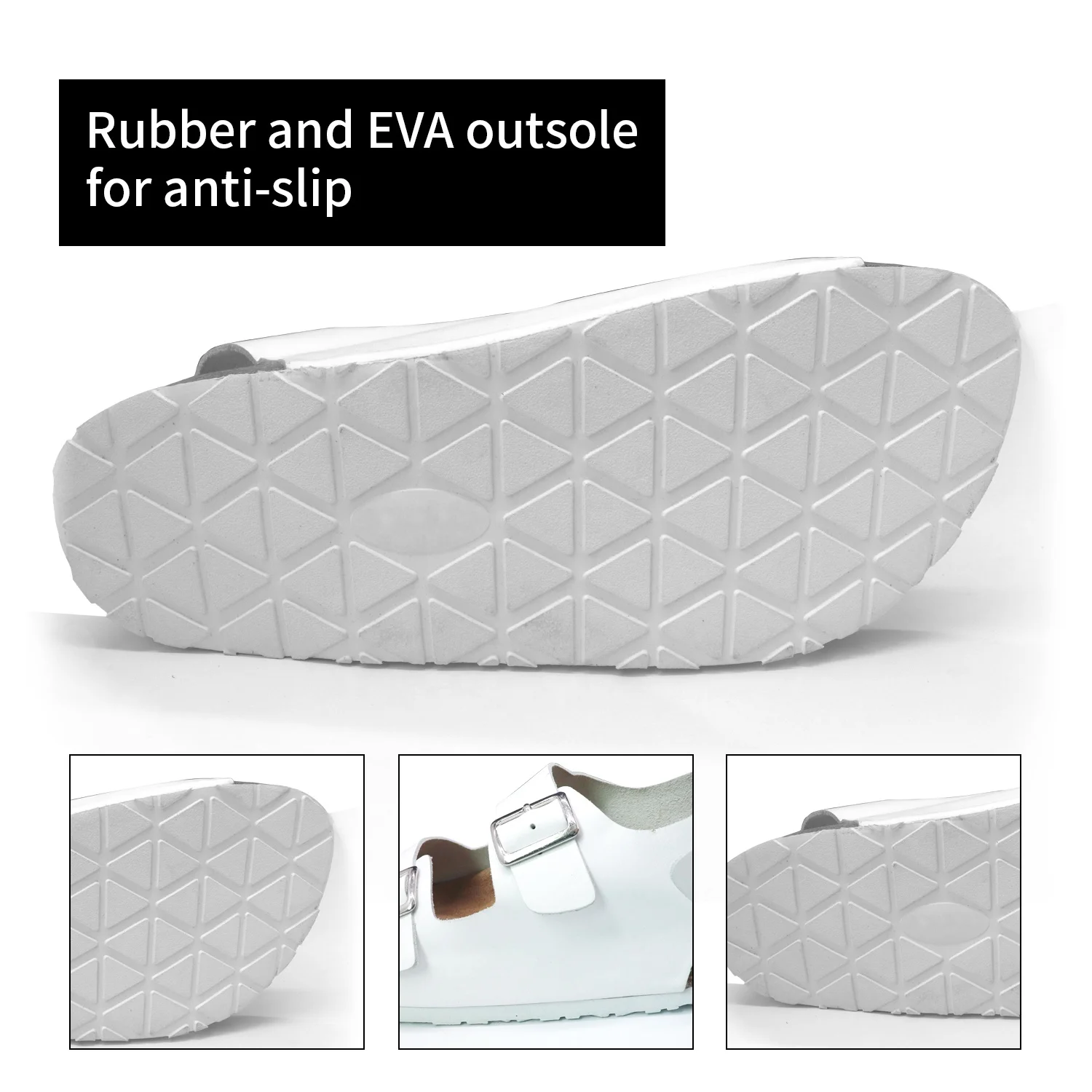 High Quality Summer Women White Sandals Ladies Liquid Outdoor Slippers with Soft Leather Insock Cork Arch Support