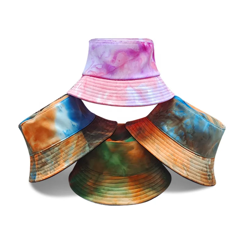 hot sale fashion reversible fisherman cap custom design double side tie-dyed bucket hat