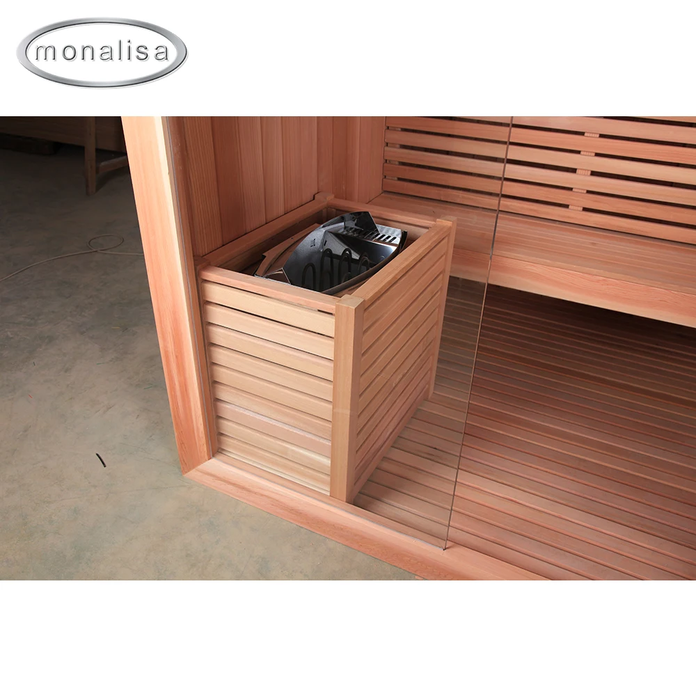 Indoor Large Wooden Sauna Luxury Dry Wet Steam Room 4-6 Person LED Shower Sauna Room
