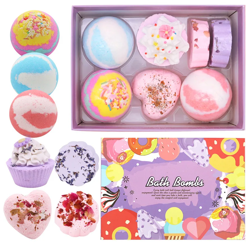  7 gift boxes of bath salt balls multi bubble essential