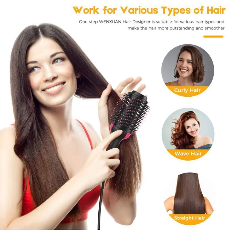 Professional Grade Hair Dryer Brush with Ceramic Handle Portable Ionic Hot Air Roller Comb Electric Battery Powered New Release!