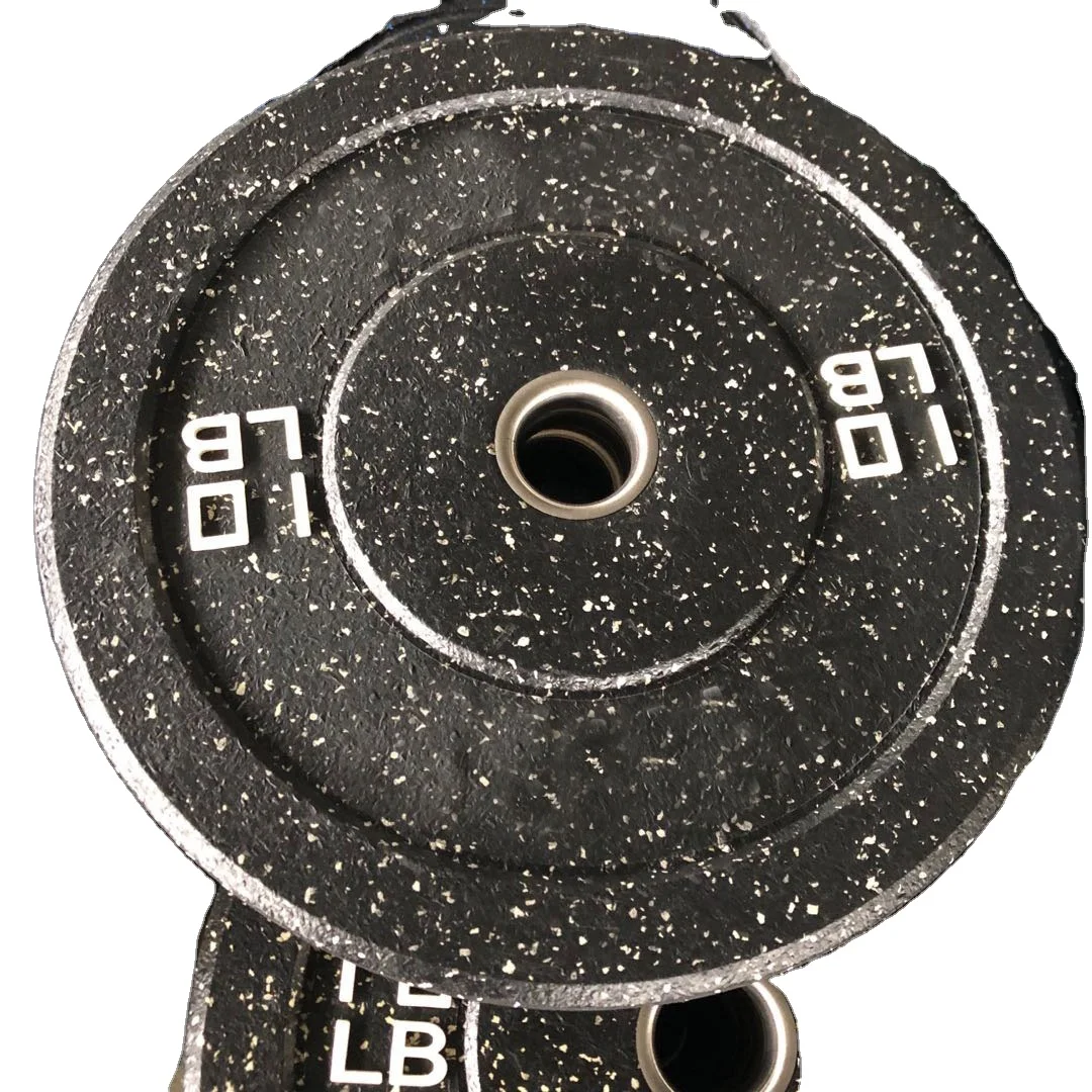 Sports equipment crumb rubber gym bumper plates weight lifting with colorful dots