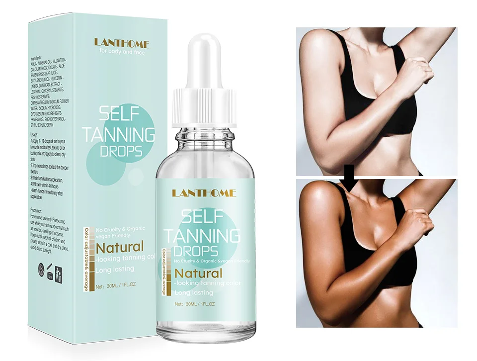 Natural Self Tanning Drops Bronze Skin Accelerator Solarium Sunless Tan Essence Liquid Self Tanner