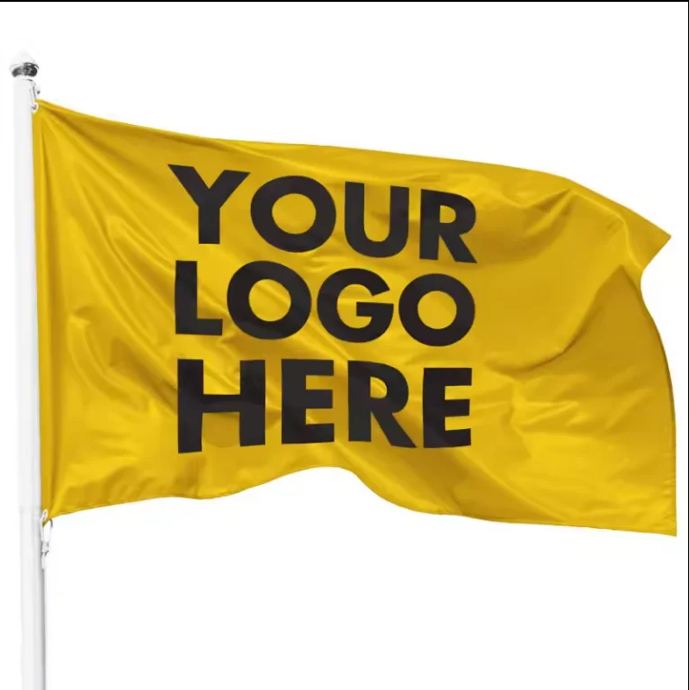 Fast Delivery 100% polyester single sided double sided custom size national company flag