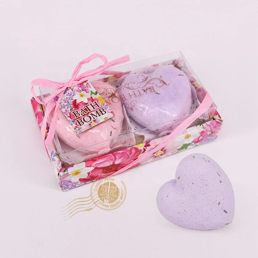 
Hand-made bubble bath gift set packaging luxury bath bomb organic heart-shaped bath bomb gift set 
