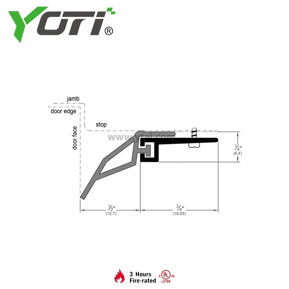 YDW203 brush strips Jamb Weatherstrip Door Gasket or Meeting Stile Aluminum with Rubber Bulb Seal high quality shower room