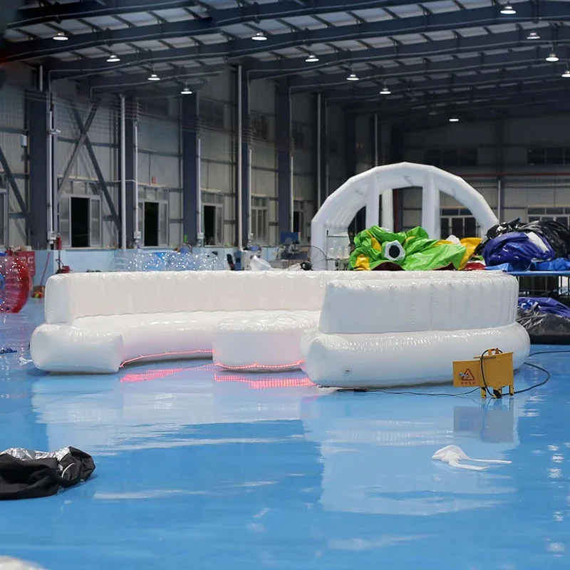 5.4m PVC Airtight Inflatable Circular Couch With Led Lights Inflatable Sofa With Inflatable Table For Adults Party Events