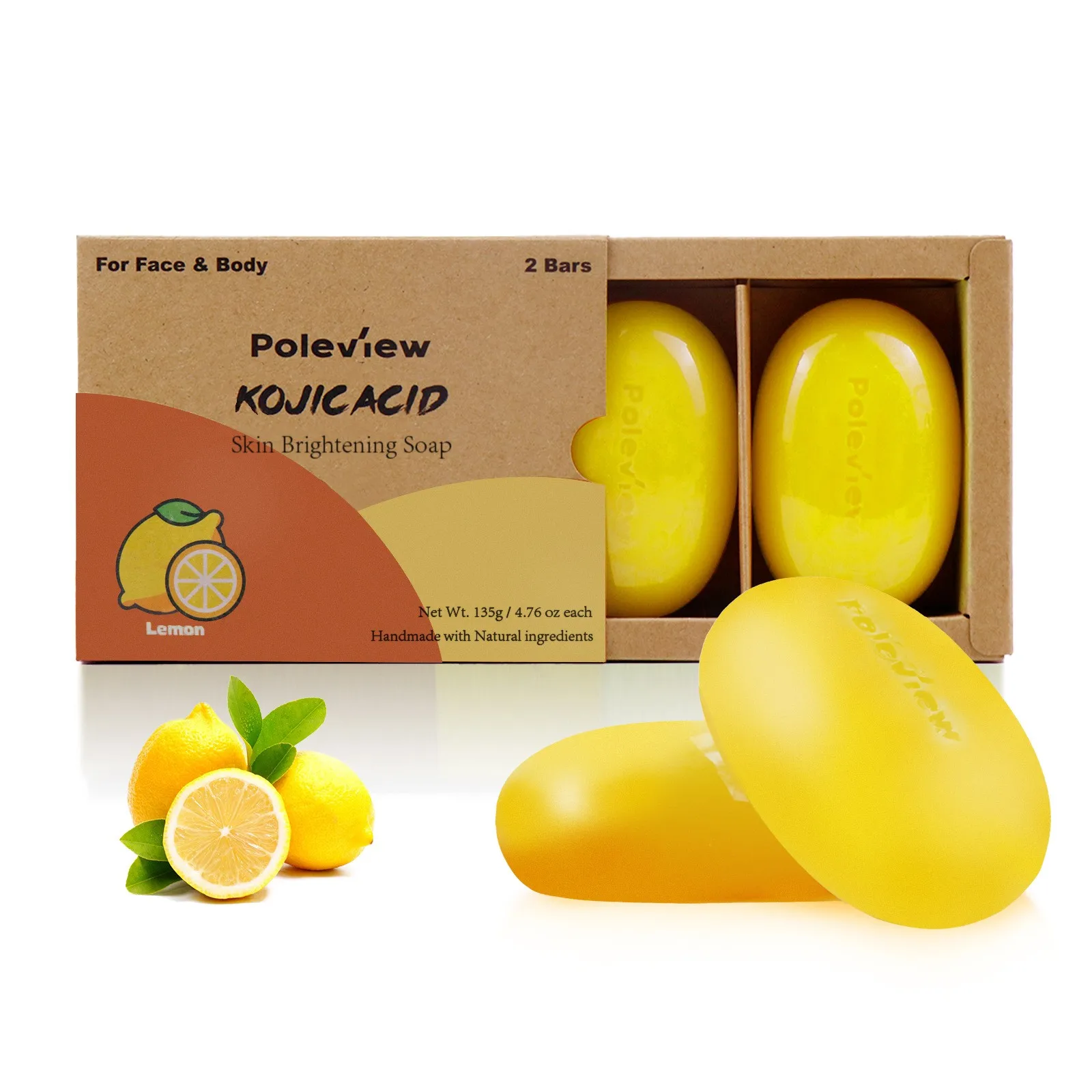 2 Pack Acne Black Spot Remove Lemon Orange Kojic Acid Soap Of Lemon Turmeric Kojic Acid Soap