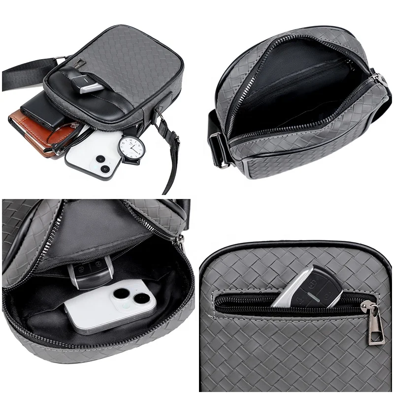 Men Bag New Casual Woven Single Shoulder Crossbody Bag PU Business Youth Vertical Men Shoulder Bag Wholesale