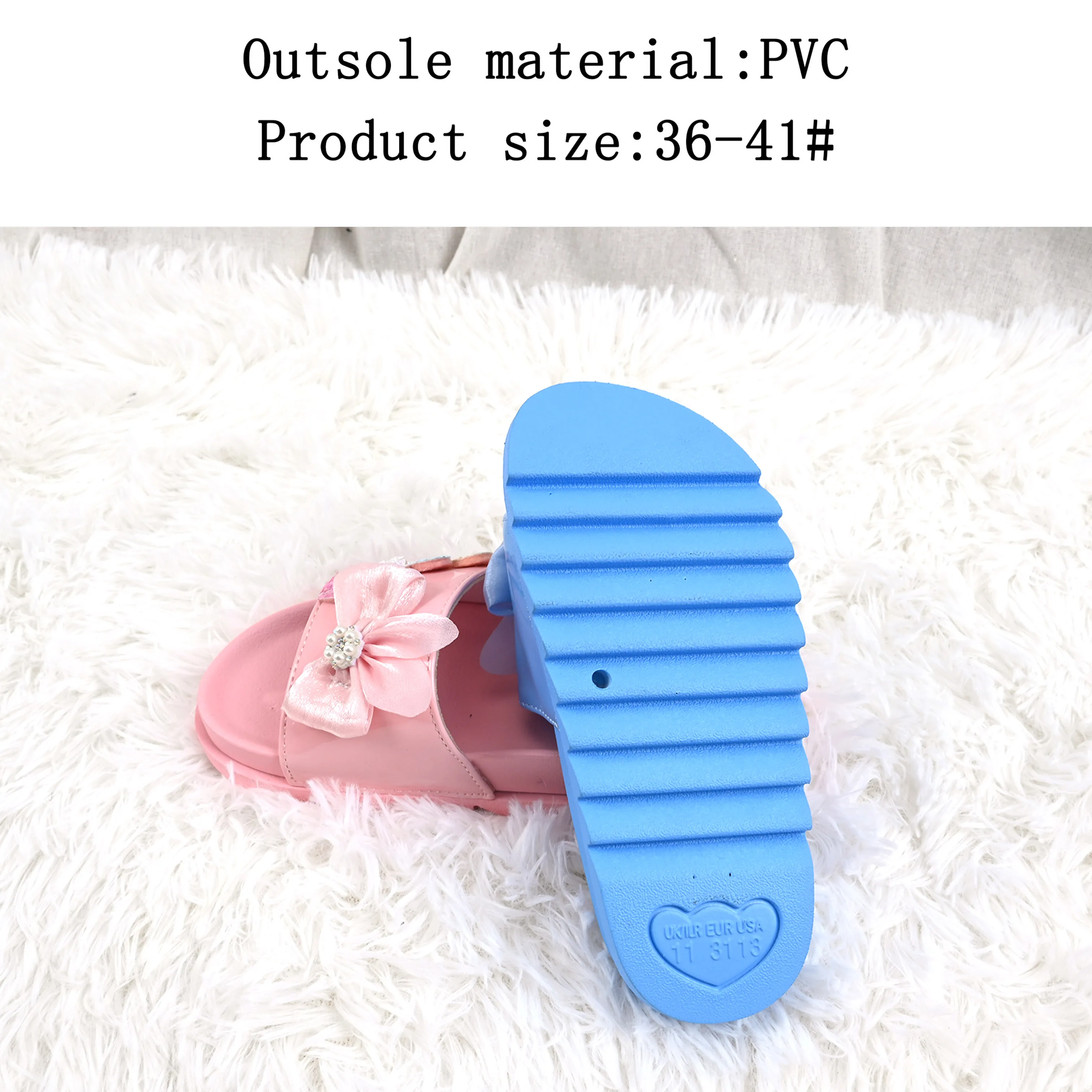 2022 New Trends Girls Shoes Design Slide Pearl Kids Slippers Comfortable Summer Beach Flat Sandals Shoe