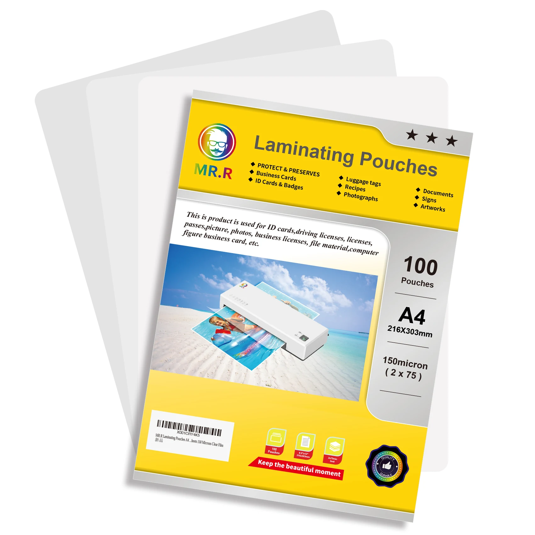 MR.R Thermal Plastic Film for Laminator Machine Laminating Pouches and Sheets