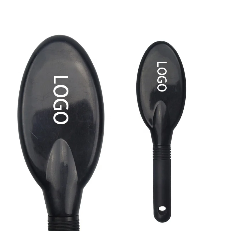 Customized logo black cushion wig brush plastic handle nylon hair extension loop hair brush
