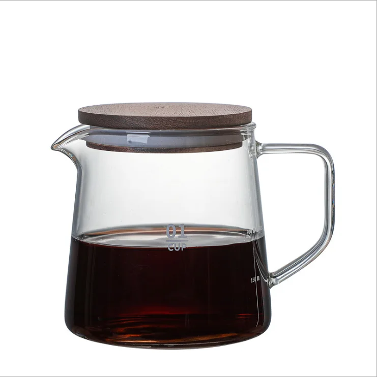 300 мл 500 мл боросиликатное стекло, стеклянная кофейная чашка с деревянной крышкой