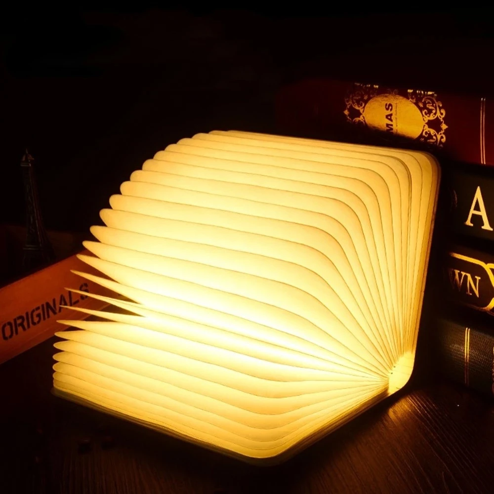 3D креативная светодиодная книжка ночник деревянный 5 В USB перезаряжаемая Магнитная Складная Настольная лампа для украшения дома