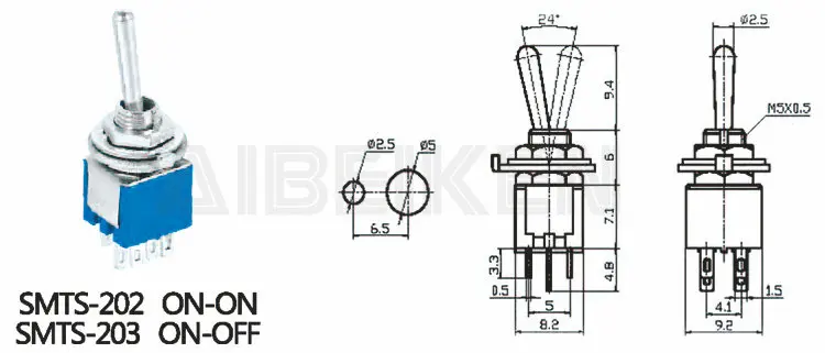  SMTS-202 Водонепроницаемый самоблокирующийся мини 6-контактный тумблер
