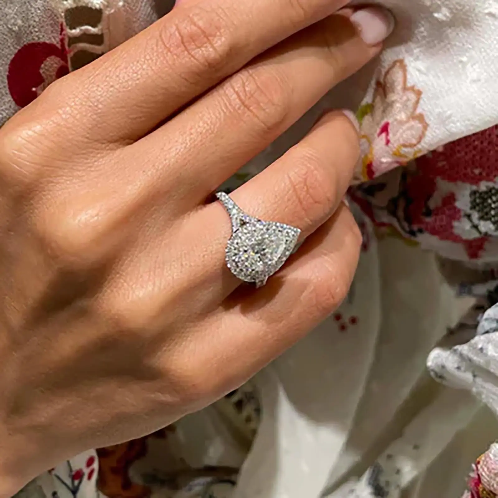 Affordable 14K Gold 9 Carat Pear Halo Lab Grown Diamond Engagement Ring Price