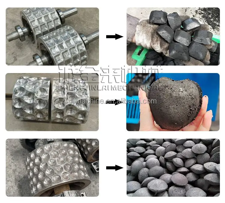 High Production Long Briquette Burning Coal Powder Briquetting Machine Bbq Charcoal Balls Pressing Machine