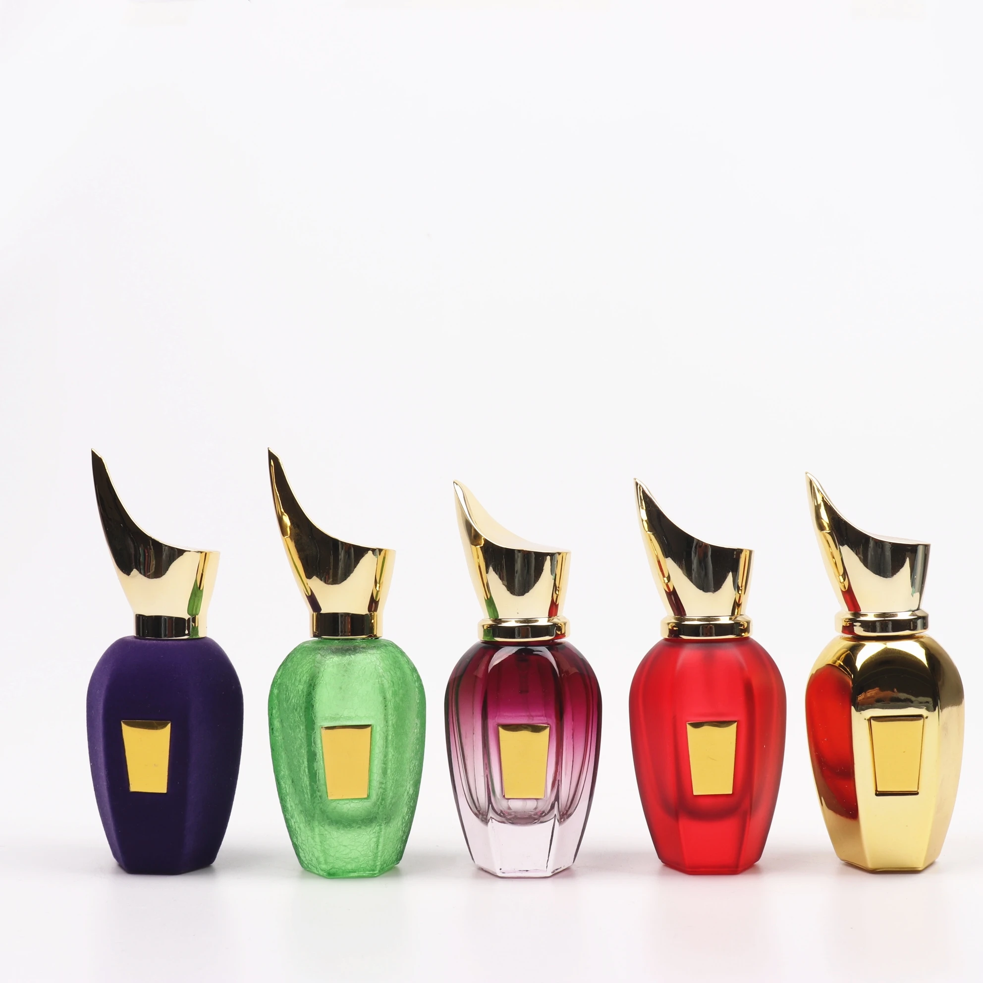 Colored 50ML round sticker spray color empty perfume bottle with UV unique cap