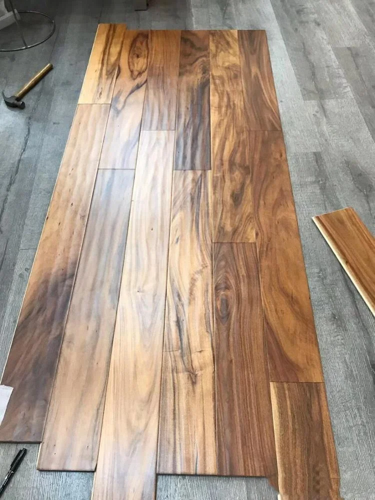 short leaf hand scraped golden color acacia engineered hardwood flooring