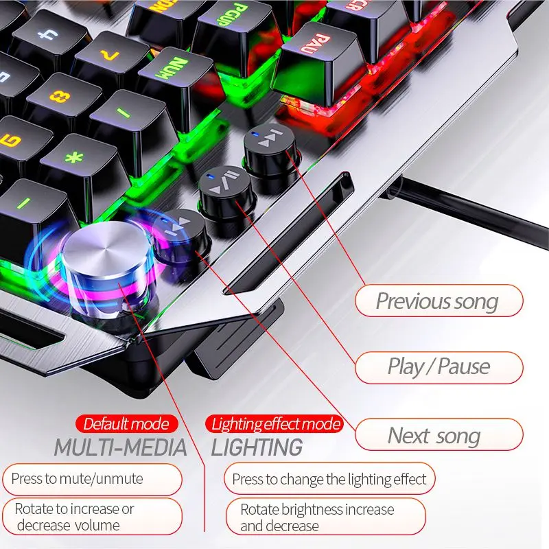 New K100 True Mechanical Axis Keyboard With Hand Rest Phone Holder 104 Keys RGB Backlit Usb Wired Gaming Mechanical Keyboard