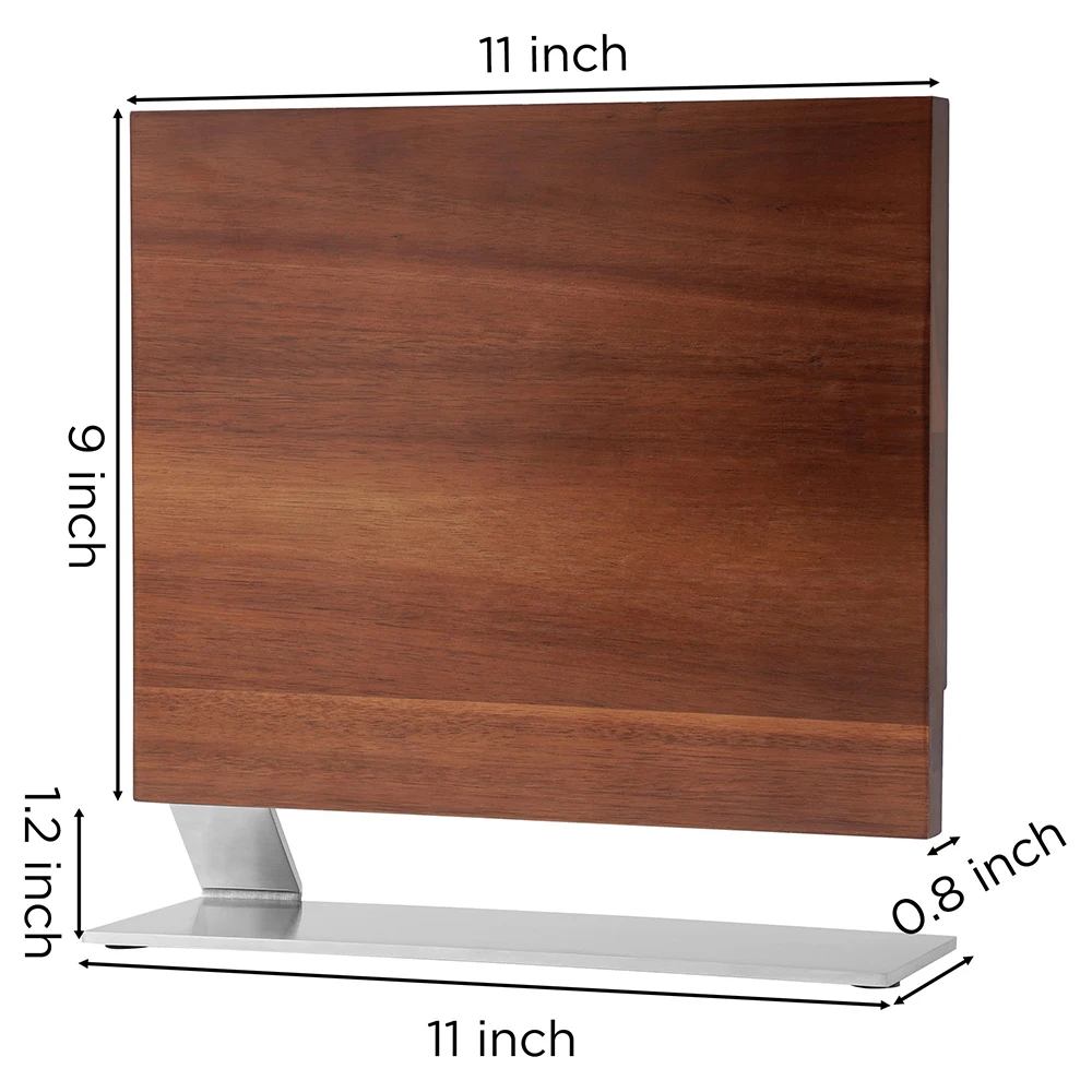Double Sided Magnetic Knife Block Knife Holder Rack with Strong Magnets Acacia Wood Enhanced Stainless Base Knife Storage Stand