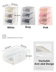transparent stackable plastic shoe box shoe storage with flip lid