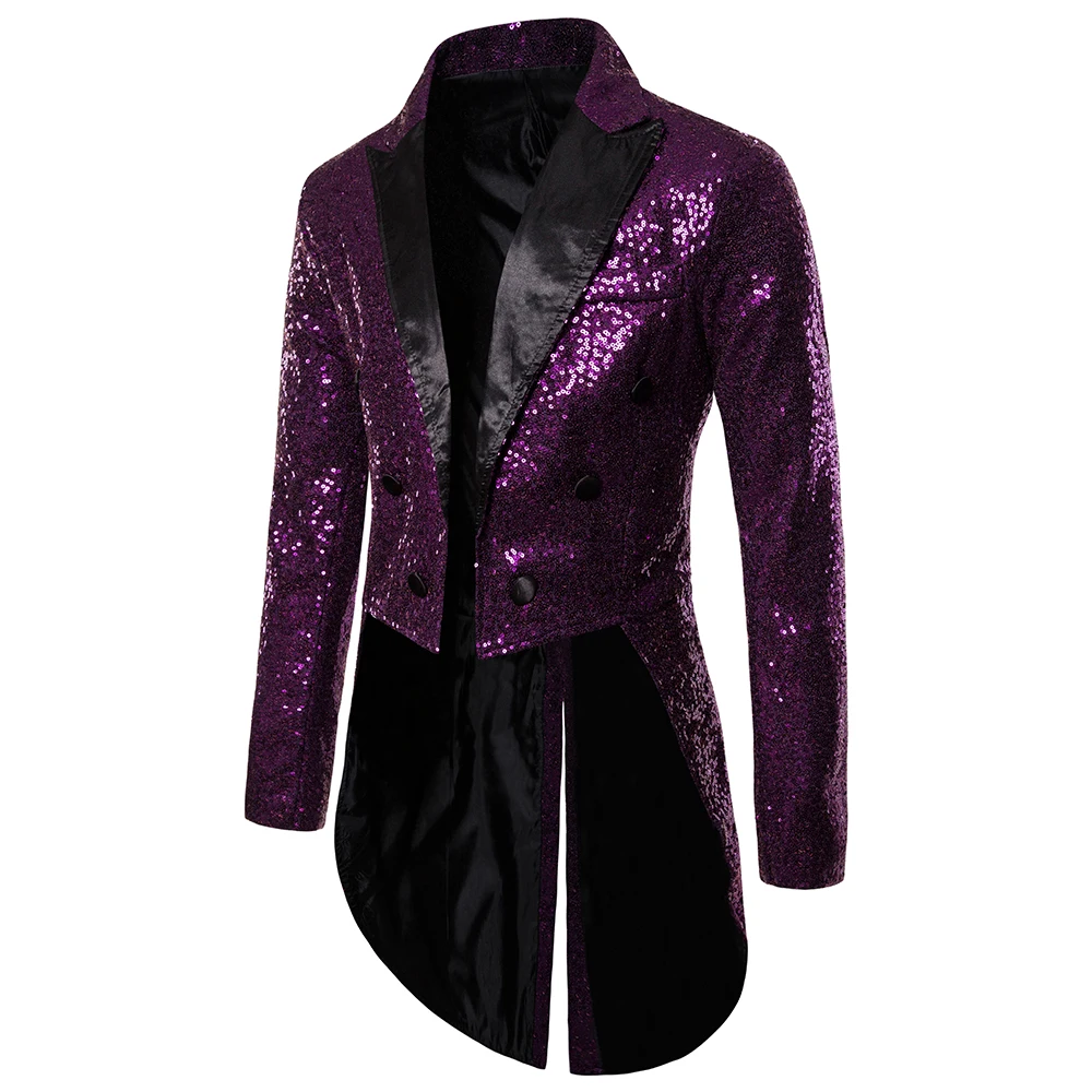 Men Shiny Sequin Glitter Embellished Blazer Jacket Men Nightclub Prom Suit Blazer Costume Singers Stage Clothes Tuxedo mujer
