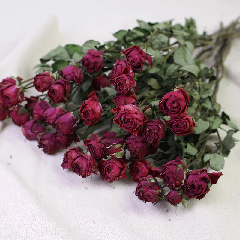 UKIQUEEN Wholesale Multi-headed Rose Dry Flower Bouquet Dried Flowers Roses Flowers for  home and wedding decoration