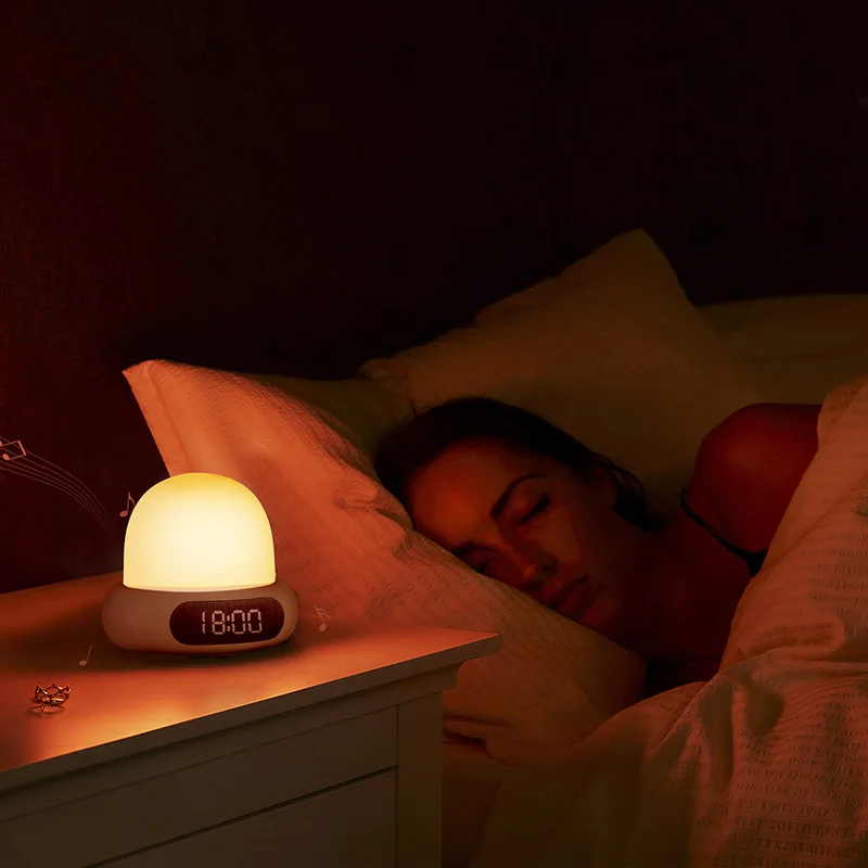 Alarm Clock Night Light Silicone Pat Lamp 8 LED Light Babies Night Light